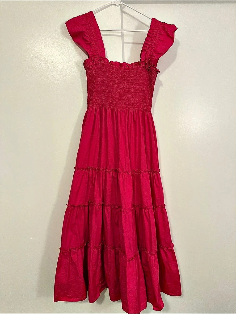 CAARA Tiered Maxi Dress in Pink Size Large Like New